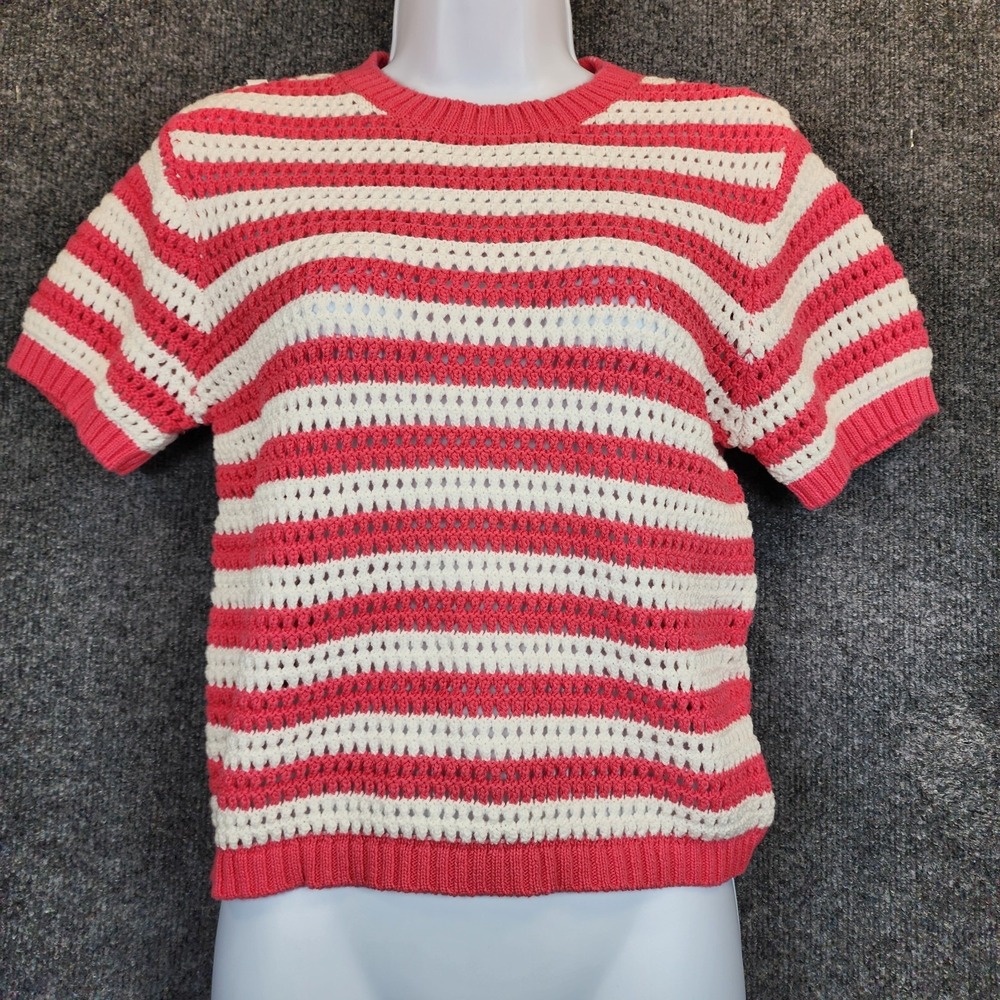 Johnnie-O Aubrey Womens Coastal Crochet Resort Stripe Sweater Top Size S NWT